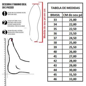 Tabela de tamanhos